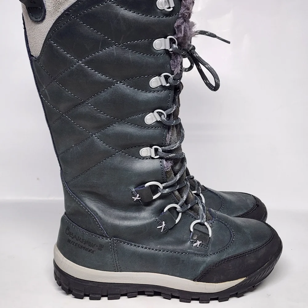 Bearpaw Womens Isabella Gray Wool Waterproof Sheepskin Snow Boots Shoes Size 7 - Picture 1 of 9